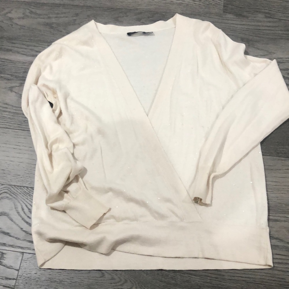 Cream split neck sweater